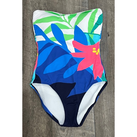 Tommy Bahama Paloma Palms Engineered Bandeau One Piece - Picture 3 of 6